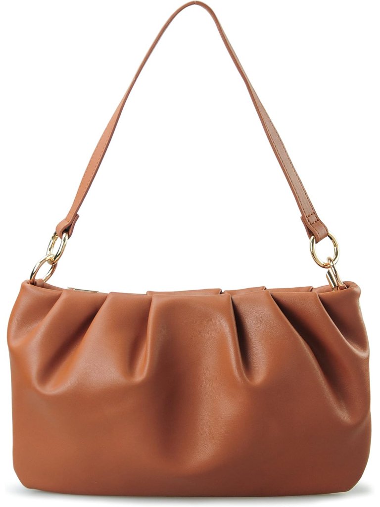 Women Ruched Shoulder Handbag Cloud Pouch Hobo Bag Convertible Clutch Soft Vegan